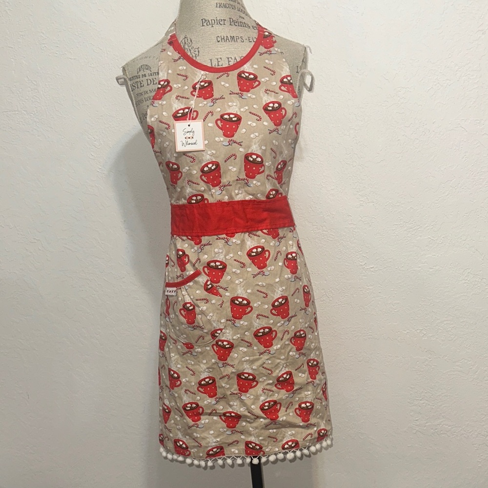 Apron Whimsical Holiday Hot Chocolate Peppermint Christmas NWT